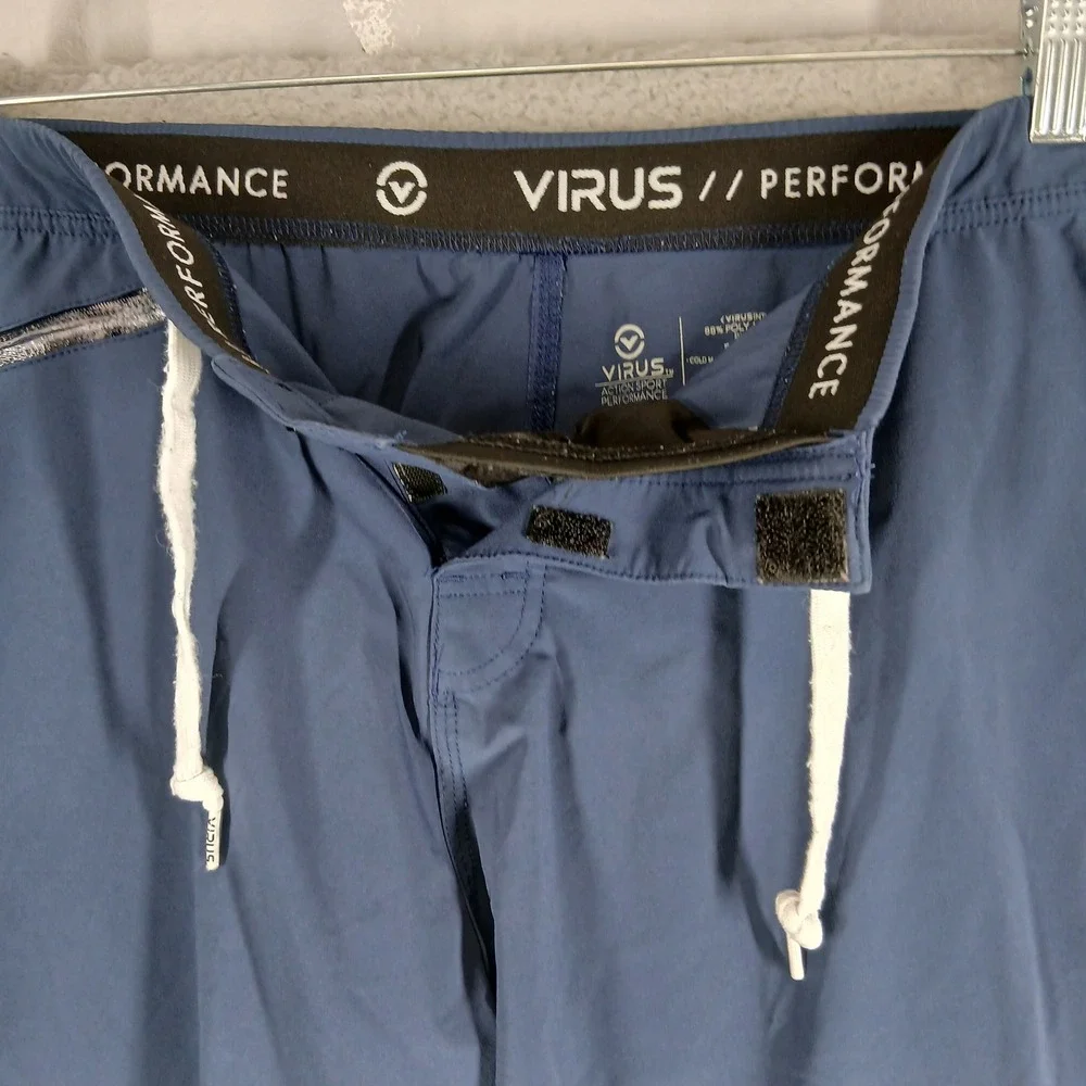 Virus‎ Action Sport Performance Training Gym Shorts Large Blue EUC